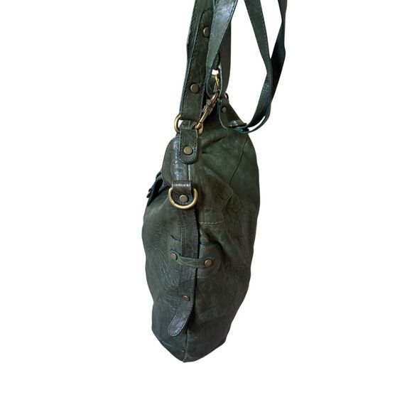 Gianni Notaro Shoulder Hobo Bag Green Leather - Picture 13 of 14